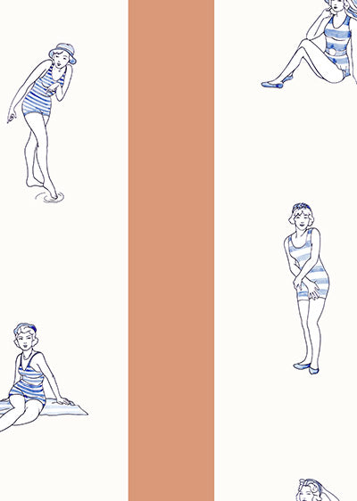 Echantillon papier peint panoramique Les Baigneuses Marine