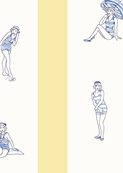 Echantillon papier peint panoramique Les Baigneuses Pastels