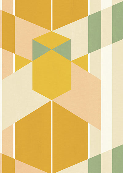 Echantillon papier peint panoramique Marqueterie de Rayures - Safran