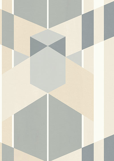 Echantillon papier peint panoramique Marqueterie de Rayures - Beige Ardoise