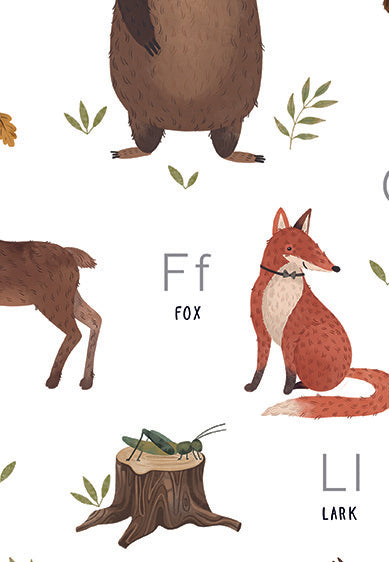 Echantillon Papier peint animaux - Forest ABC
