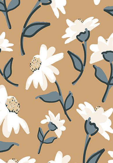 Echantillon Papier peint fleurs - Daisies - mustard