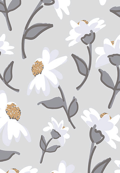 Echantillon Papier peint fleurs - Daisies - grey