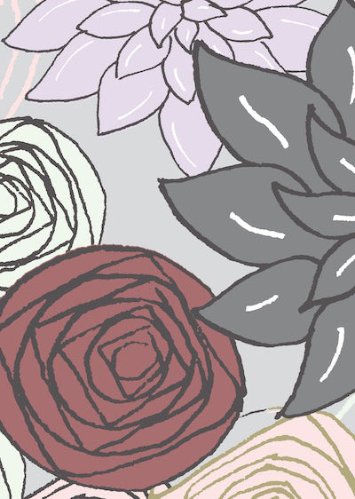 Echantillon Fleurs à la folie gris