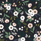 Papier peint fleurs fond sombre