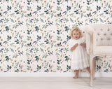 Papier peint fleurs fond claire