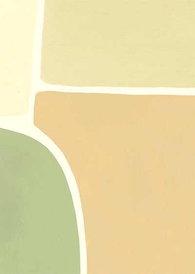 Echantillon Papier peint géométrique - Géo Puzzle Jaune Abricot Amande