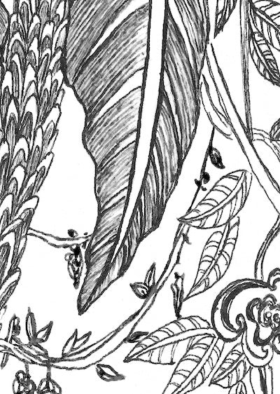 Echantillon Papier Peint Jungle sur feuille d'or