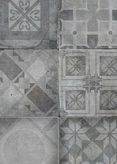 Echantillon Papier peint carreaux de ciment gris